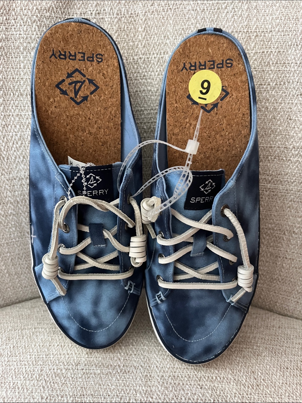 Nwt Sperry Women’s Crest Mule Seacycled Tie Dyed Blue Washed Print Sz 9